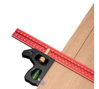 Regla para trabajar la madera, Escuadra,Herramienta cuadrada de acero inoxidable con cuerpo metálico - 3de carpintería y soldadura, escuadra combinada profesional de metal resistente