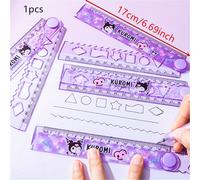 Regla plegable con licencia de Sanrio de Kuromi y - 12 pulgadas de plástico con bordes rectos y ondulados, geométrico para dibujo y material de oficina