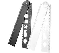 Regla plegable multiusos para medir matemáticas con plantillas geométricas para dibujo técnico, ingeniería, dibujo, regla de medición portátil, 2 unidades