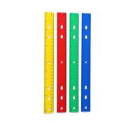 Regla recta de 12 pulgadas con agujero, reglas transparentes coloridas, regla matemática, herramienta de medición de pulgadas centímetros, agujero para colgar
