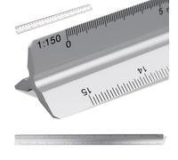 Regla Triangular 1:20, 1:25, 1:50, 1:75, 1:100, 1:125 (Plata) 30cm, con 1 regla transparente de 30 cm