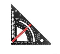 Regla triangular cuadrada configurable de aleación de aluminio de 7 pulgadas con transportador para carpintería, techo, marco, sierra ingletadora, guía negra (7 pulgadas británica)