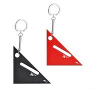 Regla triangular de aluminio de 45/90 grados, escuadra precisa de metal para madera y construcción, compacta con llavero, color negro/rojo, juego de 2 unidades