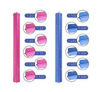 Regla Triangular de Aluminio, DIYCUT Reglas de Escala Triangular, 1:20 1:25 1:50 1:75 1:100 1:125 1:200 1:250 1:300 1:400 1:500, 15 cm Regla Metalicas para Estudiantes, Dibujantes Ingeniero