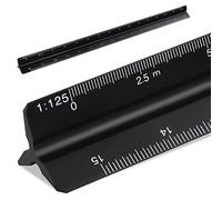 Regla triangular de escala de 30 cm, regla de metal para arquitectos, 1:20, 1:25, 1:50, 1:75, 1:100, 1:125 (Negro)
