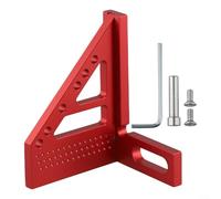 Regla triangular ingletadora hecha de material de aluminio fiable diseñada para ayudar a los carpinteros con medidas precisas en todos los proyectos (rojo)