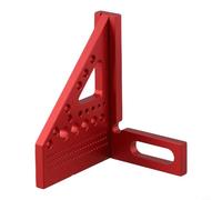 Regla triangular métrica de aleación de aluminio para carpintería con transportador cuadrado y múltiples topes de ángulo para un marcado preciso y posicionamiento de taladro en la construcción (rojo)