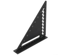 Regla triangular multifunción con transportador, inglete, escritor de línea y guía de sierra, construida con aleación de aluminio robusta para bricolaje y carpintería (negro)