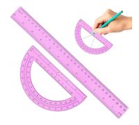 Regla Y Relator Para El Aula - 2 Piezas De Suministros De Papelería Para La Enseñanza De Matemáticas | Kit Da Geometría D́e Regla De Relator | Medición De Longitudes Y Ángulos P
