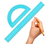 Regla y transportador escolar - Papelería Didáctica Matemáticas y Geometría, juego de medición transportador regla | Para casa, clase, oficina, estudiantes, profesores, ingenieros, arquitectos,