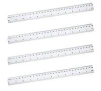 Reglas de 30 cm, multipack de reglas, plástico, transparente, irrompible, 30,5 cm, reglas transparentes para escuela, aula, suministros de oficina, 4 unidades