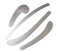 Reglas De Acero Inoxidable Regla curva de costura metal for diseño moda, confección patrones y sistema métrico (32 cm, 48 60 cm)(4 Pieces a Set)