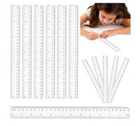 Reglas de medición escolares 30 cm 12 unidades, reglas de plástico flexibles con doble escala en centímetros y pulgadas, color transparente, ideales para escuela y oficina