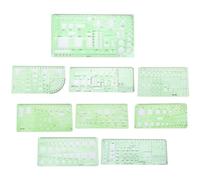 Reglas de Plantilla de Dibujo de Arquitectura Multifuncional Kit de Regla Hueca de Pintura DIY Herramientas de Dibujo de Plástico Profesional para Arquitectos Ingenieros ((No. 6) Juego de 9 piezas.)