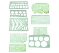 Reglas de Plantilla de Dibujo de Arquitectura Multifuncional Kit de Regla Hueca de Pintura DIY Herramientas de Dibujo de Plástico Profesional para Arquitectos Ingenieros ((No. 7) Juego de 9 piezas.)