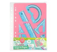 REGLAS DE PLÁSTICO QUIJOTE - Reglas Sweet Pastelito, medidas desde 9 hasta 30cm, colores pastel, con estuche de plástico, para uso escolar o universitario - Set 20cm Azul