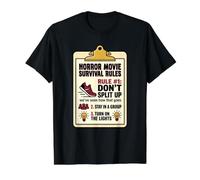 Reglas de Supervivencia de películas de Terror Regla No Dividir Estancia Camiseta gráfica económica, Hombre, Negro, L
