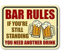 Reglas del bar: Si sigues de pie, necesitas otra bebida. Letreros metálicos divertidos para bar, letrero para beber, decoración divertida para el hogar, letrero de cerveza, regalos con alcohol (8 x 1
