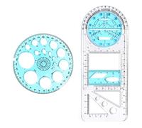 Reglas geométricas - medición matemáticas multifuncionales para Estudiantes, diseño Plantilla con 14 Figuras geométricas círculo