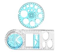 Reglas geométricas - medición matemáticas multifuncionales para Estudiantes, diseño Plantilla con 14 Figuras geométricas círculo
