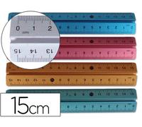 REGLA LIDERPAPEL 15 CM ALUMINIO COLORES SURTIDOS