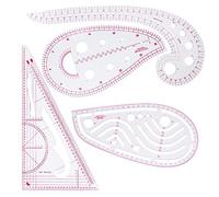 Reglas métricas francesas de plástico en forma de curva para costura y diseño de patrón de costura, múltiples finalidades (4 unidades)