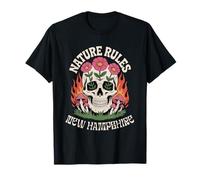 Reglas Naturaleza Cráneo Vintage New Hampshire Camiseta