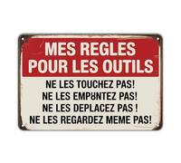 Reglas para Herramientas Mis Reglas para Herramientas: No Tocar, Tomar Prestado, Mover Ni Siquiera Mirar Placa Metálica Impermeable Letrero De Metal Vintage Letrero De Lata para Pared 20X30Cm