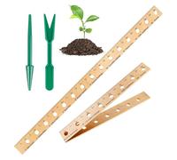 Règle Pour Plantes En Bois Avec Trous D'Espacement - Outil De Plantation De Précision | Règle D'Intervalle Et Plantoir Inclus Pour Un Alignement Parfait Des Graines Et Du Potager