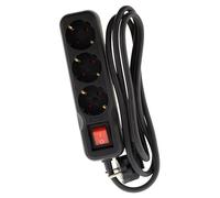 Regleta 3V con Interruptor 1,4M -3G1,5-HO5VV-F Negro Zenitech