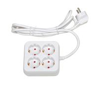 Regleta 4 vías Blanca, 3 m, 3G, 1,5 mm², sin Interruptor; Ideal para Ampliar Puntos de conexión eléctrica en hogares y oficinas.