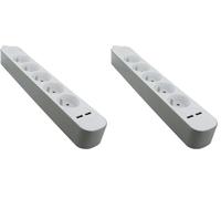 Regleta 5 x 16 A con USB - 1,5 m - Blanco/Gris (Paquete de 2)
