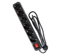 Regleta 6V con Interruptor 1,4M -3G1,5-HO5VV-F Negro Zenitech