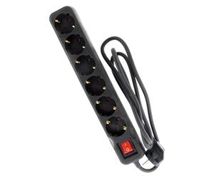 Regleta 6V con Interruptor 1,4M -3G1,5-HO5VV-F Negro Zenitech