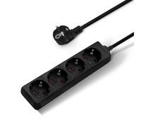 Regleta alargador de enchufes, Base Multiples de 3, 4, 5, 6 enchufes Tipo Schucko sin Interruptor, 16a/250v 3680w, Cable 3g1.5m㎡ lontitud 1,5m, 3m o 5m, Color Negro, Don Feliz (3 Tomas, 3 m)