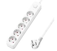 Aigostar Regleta Enchufes de 5 Enchufes, Alargador Enchufe 5 metros con Interruptor, Blanco