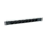 REGLETA ALIMENTACION ALUMINIO RACK 19" 1U 8 TOMAS TIPO SHUCKO EURO CABLE 1.8m 333313