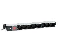 regleta alimentacion aluminio rack 19 1u 8 tomas tipo shucko euro cable 3m aluminio
