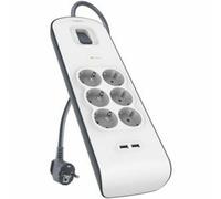 Regleta Belkin 6 Tomas 2 USB-A Protección 650 J Cable 2 m