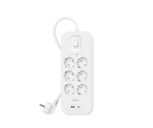 Regleta Belkin Connect 6 Tomas Protección 650J USB-A USB-C Cable 2m Montaje Pared
