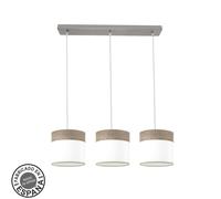 Regleta cloe 3xe27 niquel/blanca-madera gris regx60x16 cm