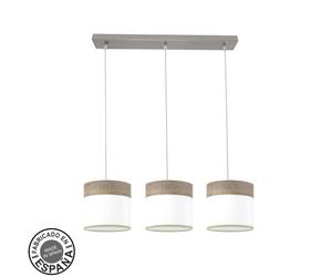 Regleta cloe 3xe27 niquel/blanca-madera gris regx60x16 cm