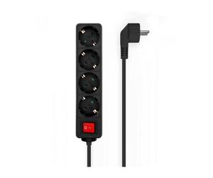 Regleta con Interruptor Aisens A154-0650/ 4 Tomas de Corriente/ Negro