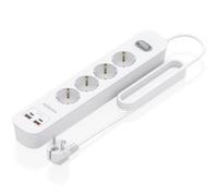 AISENS - ASPS-2A2C12-W - REGLETA DE ENCHUFES MULTIFUNCION con 4 Tomas + Cargador PD3.0 20W 2xUSB-C, 2xUSB-A, 1.4M, Blanco
