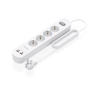 Regleta Con Interruptor Aisens Asps-2a2c12-W 4 Tomas De Corriente 2 Usb 2 Usb Tipo-C Cable 1.4m Blanco