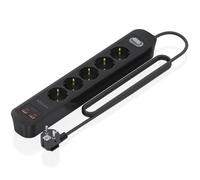 AISENS - ASPS-2A2C15-BK - REGLETA DE ENCHUFES MULTIFUNCION con 5 Tomas + Cargador PD3.0 20W 2xUSB-C, 2xUSB-A, 1.4M, Negro