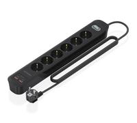 Regleta con Interruptor Aisens ASPS-2A2C17-BK/ 6 Tomas de Corriente/ 2 USB - 2 USB Tipo-C/ Cable 1.4