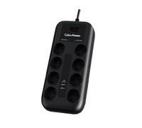 Regleta con Interruptor Cyberpower P0820SUD0-DE/ 8 Tomas de corriente/ 2 USB/ Cable 1.8m/ Negra