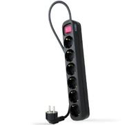 Nanocable Regleta con Protección 6 Tomas Schuko 1.4m Negra