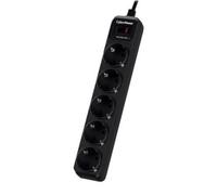 CyberPower Systems Regleta con interruptor B0520SC0-DE – 5 tomas, Protección sobretensiones, Negra